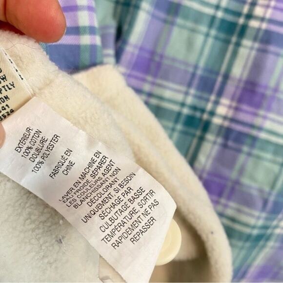 L.L. Bean Women's Fleece-Lined Flannel Shirt Snap-Front Plaid Size L Pet - Picture 6 of 7